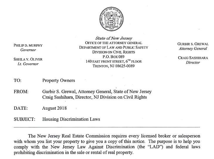 New Jersey Housing Discrimination Laws legal document